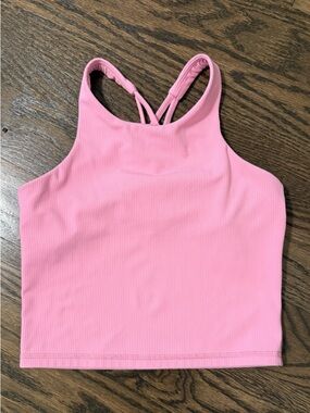 all in motion Pink Ribbed Double-Strap Crop Tank